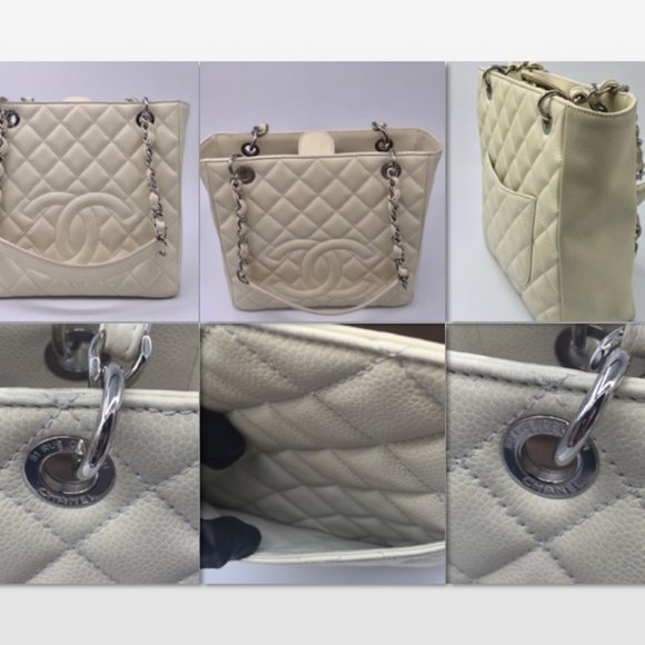 Authentic Chanel Caviar Petite Shopping Tote Ivory - Picture 6 of 17